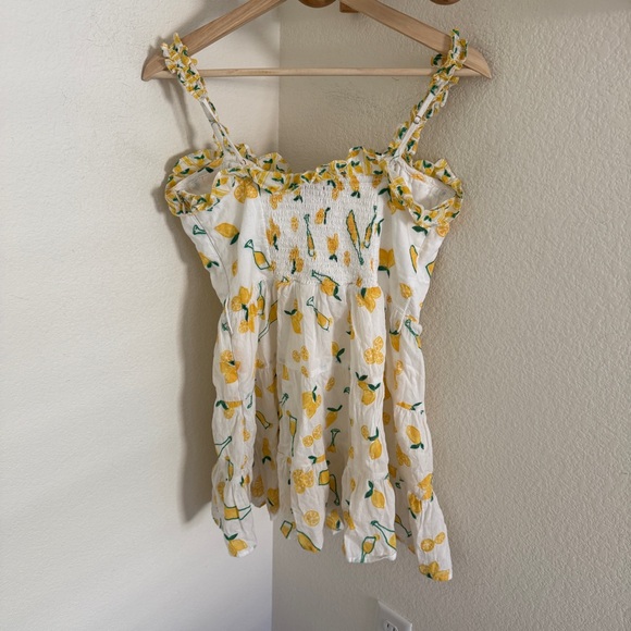 Show me your MUMU Jolene mini dress limoncello embroidery ruffled size M - Picture 7 of 11